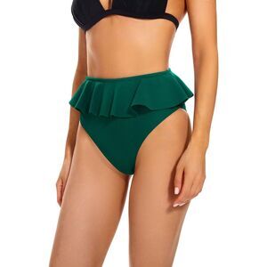 Leovqn High Waist Bikini Ruffled Swim Bottoms Swimwear Sz L